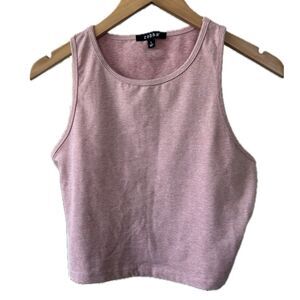 Zobha Women's Mia Heathered Pink Athleisure Racerback Dry Wik Finish Crop Top L
